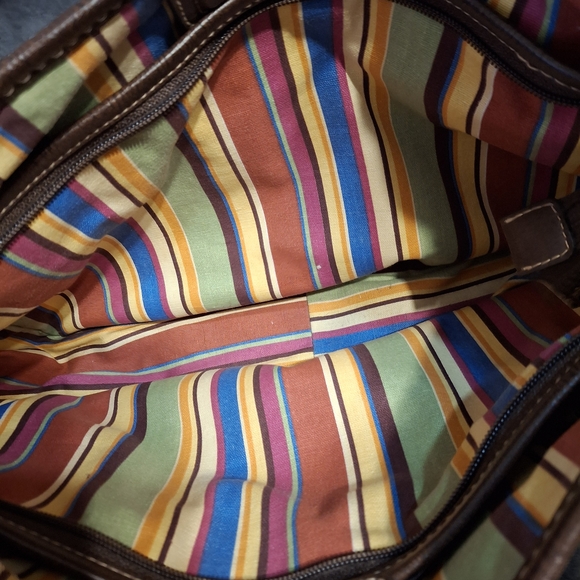 Fossil Key Per Tan Rattan and Brown Leather Woven Tote Bag 13x9 - Picture 16 of 16